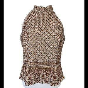 High Neck Sleeveless Made In Thailand Hand Beaded Top Size Large